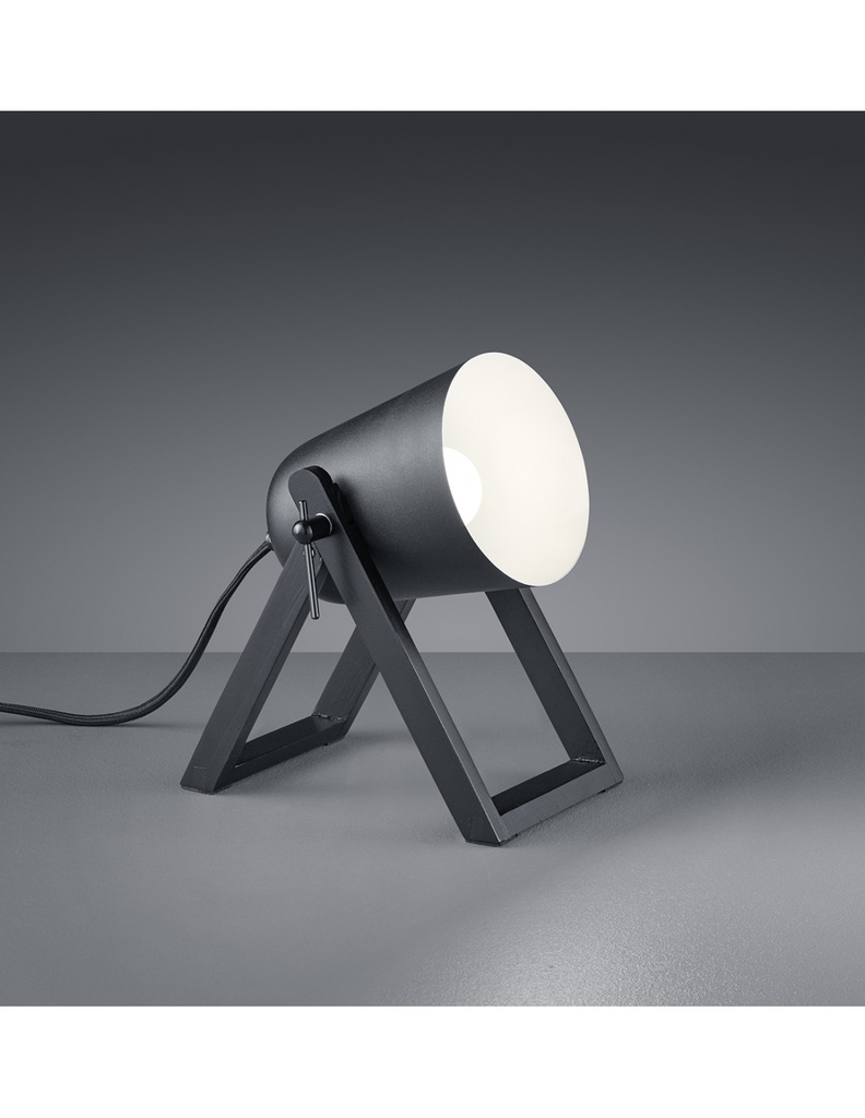 Lumetto Nero Moderno Marc Piede Legno e Diffusore Metallo Trio Lighting