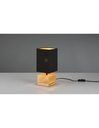 Lampada da Tavolo Quadrata con Base in Legno e Paralume Nero