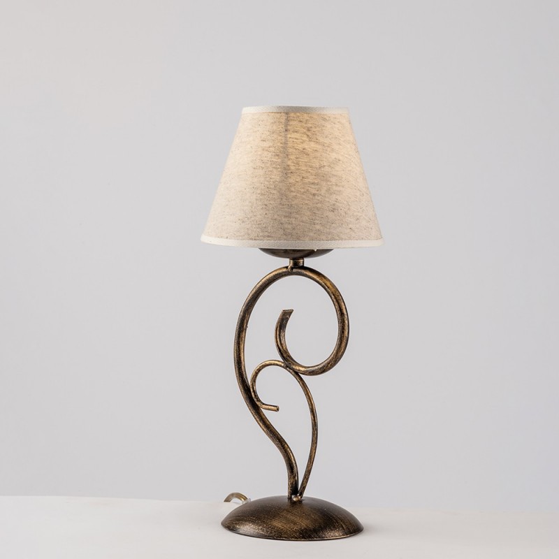 Lumetto Vienna Marrone Oro una luce paralume effetto tessuto 16x h38 cm