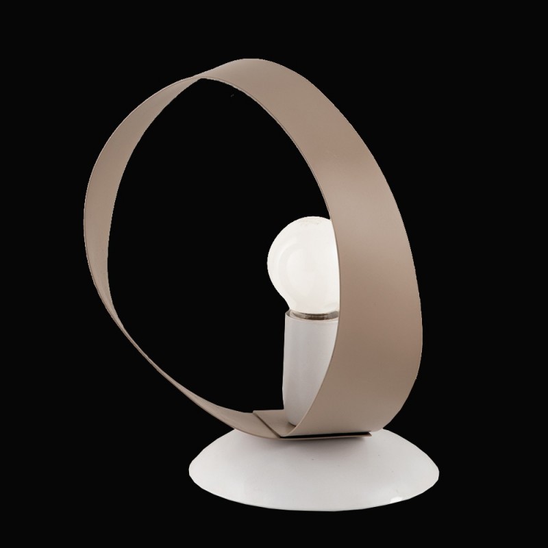 Lumetto comodino in ferro Bianco Tortora una luce 19x h21 cm