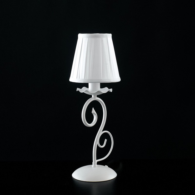 Lumetto comodino  in ferro Bianco shabby paralume Bianco  13x h28cm