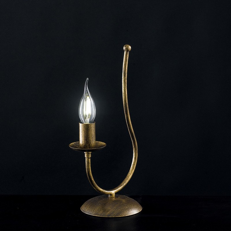 Lumetto comodino in ferro Marrone Oro una luce 18x h35 cm