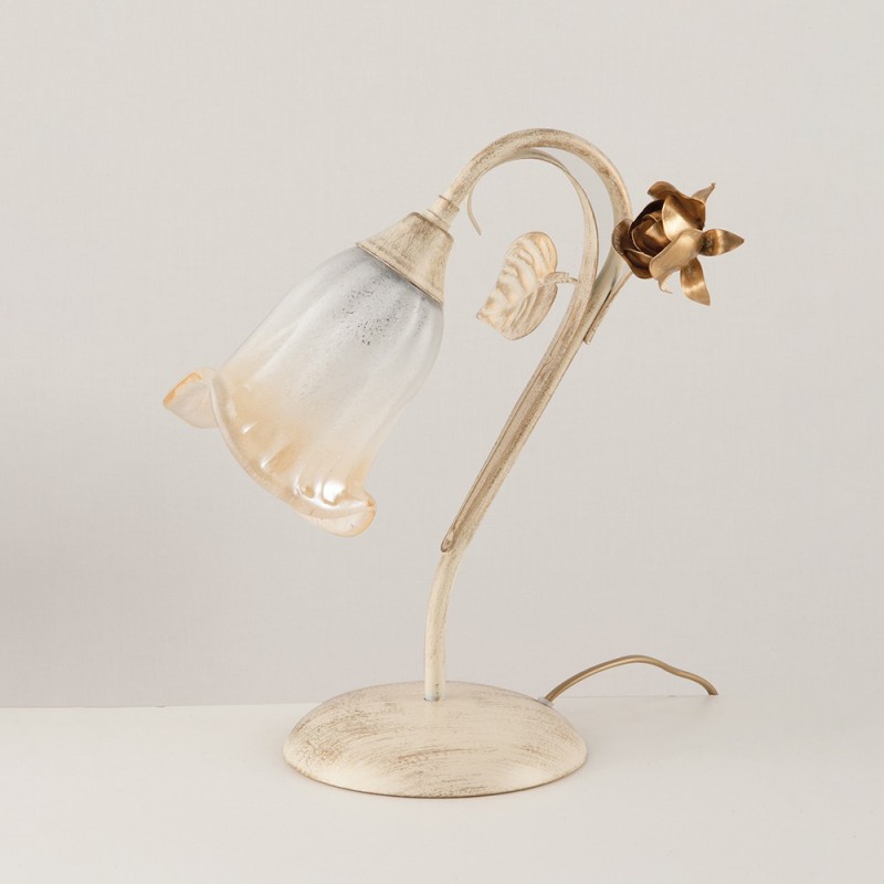 Lumetto in ferro Avorio Oro rose una luce 23x h30 cm