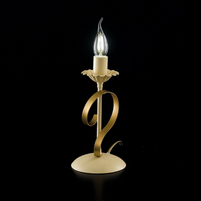Lumetto in ferro Avorio decape Oro una luce 13x h25 cm