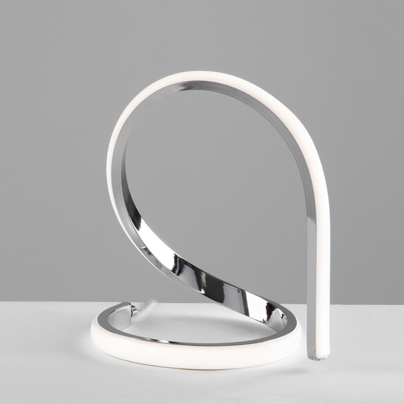 Lumetto in metallo e alluminio Cromo Lucido LED Integrato 21x h20 cm