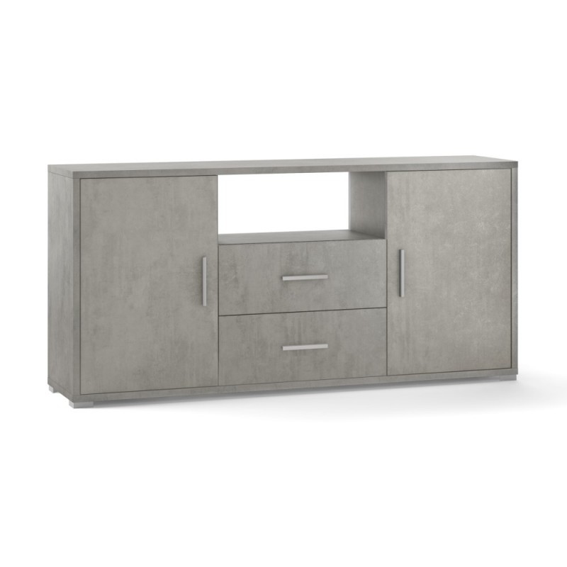 Madia con due ante e due cassetti Beton Cemento 174x41x h84 cm