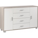 Madia con due ante e quattro cassetti in Olmo Bianco 136x41x h86 cm