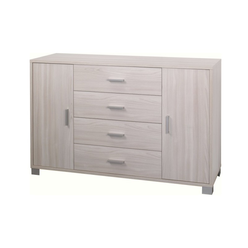 Madia con Due Ante e Quattro Cassetti Olmo Chiaro 136x41x h86 cm