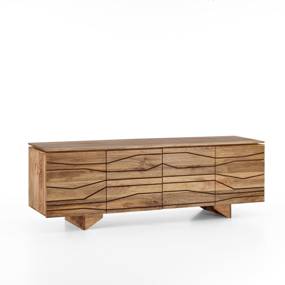 Madia etnica in legno di mango marrone, 177x45x75 cm