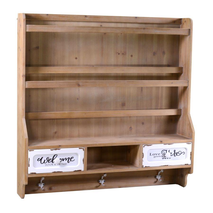 Mensola a tre piani h100cm - Capacità 10Kg - Metallo e legno MDF - Facile da montare - Dimensioni: 100x20x100 cm