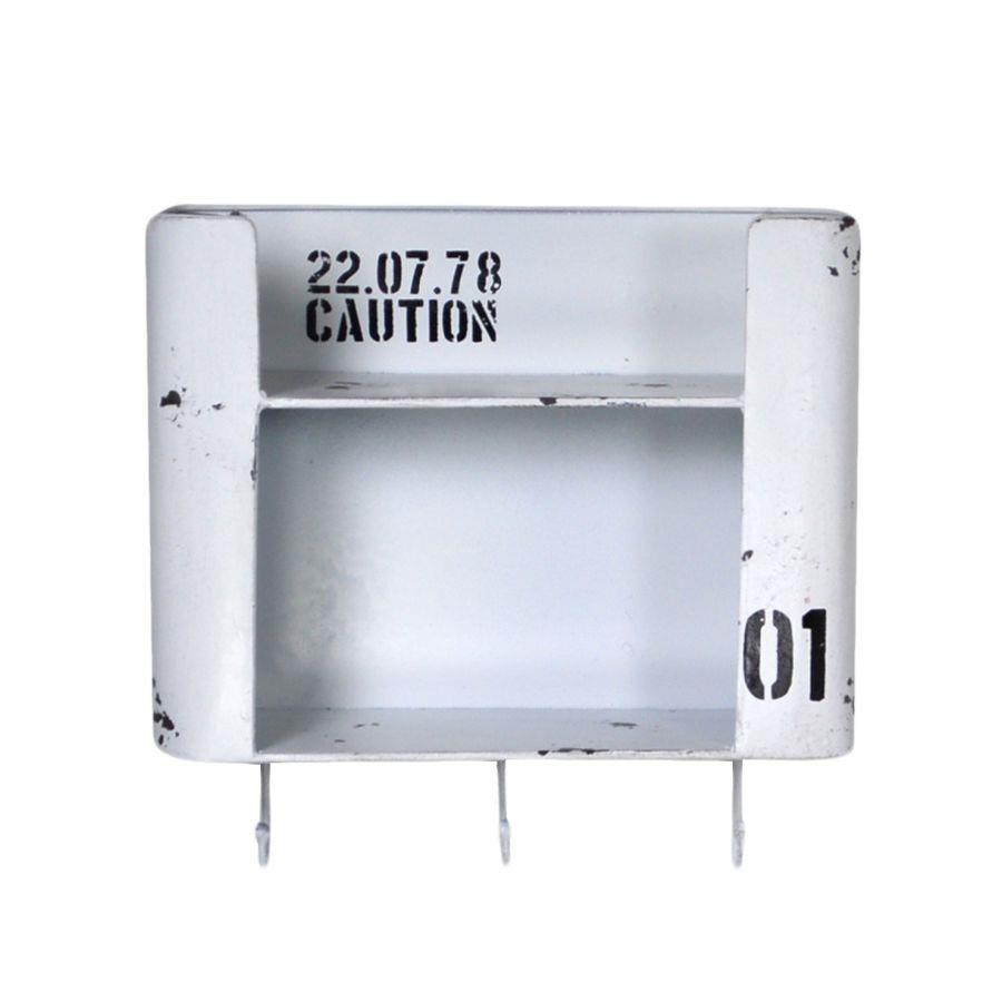 Mensola Metallo Bristol Bianco 2 Piani con Appendino 3 Posti Quadrata 30x10x30 cm