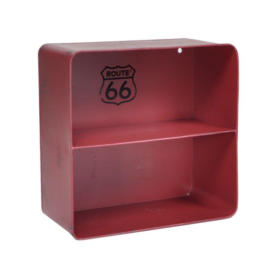 Mensola Metallo Bristol Rosso 2 Piani Quadrata 29,5x15h30 cm