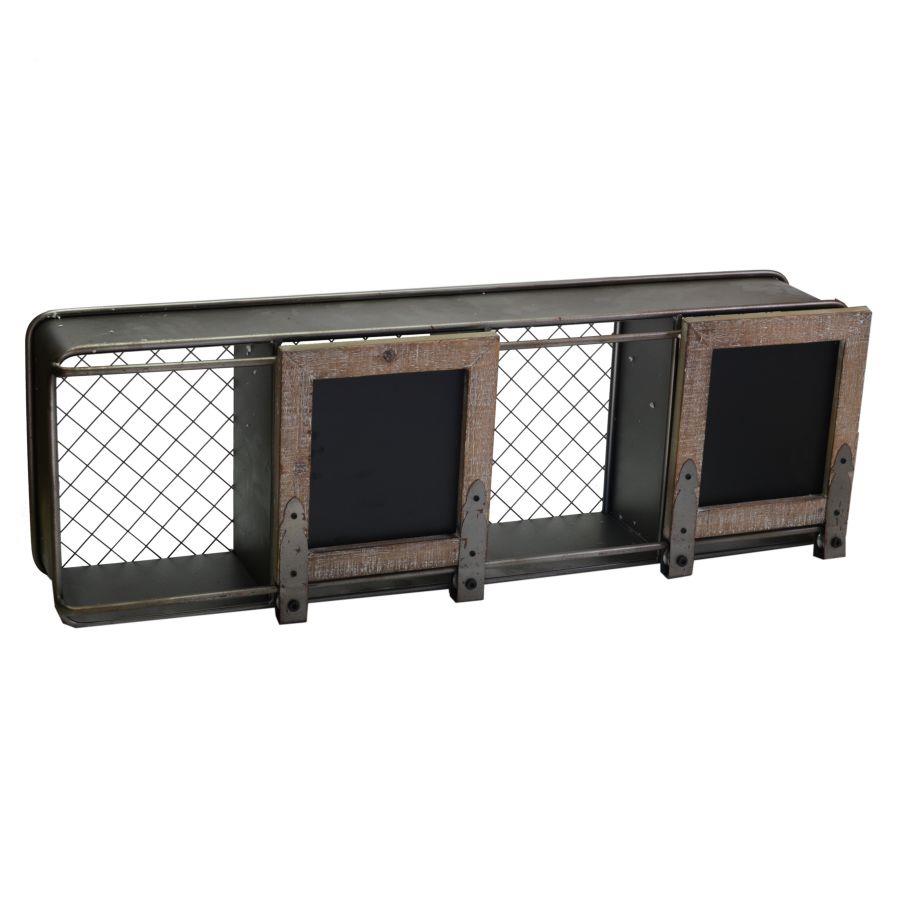 Mensola Industriale 4 Vani con Lavagne - 84x17.5x28 cm