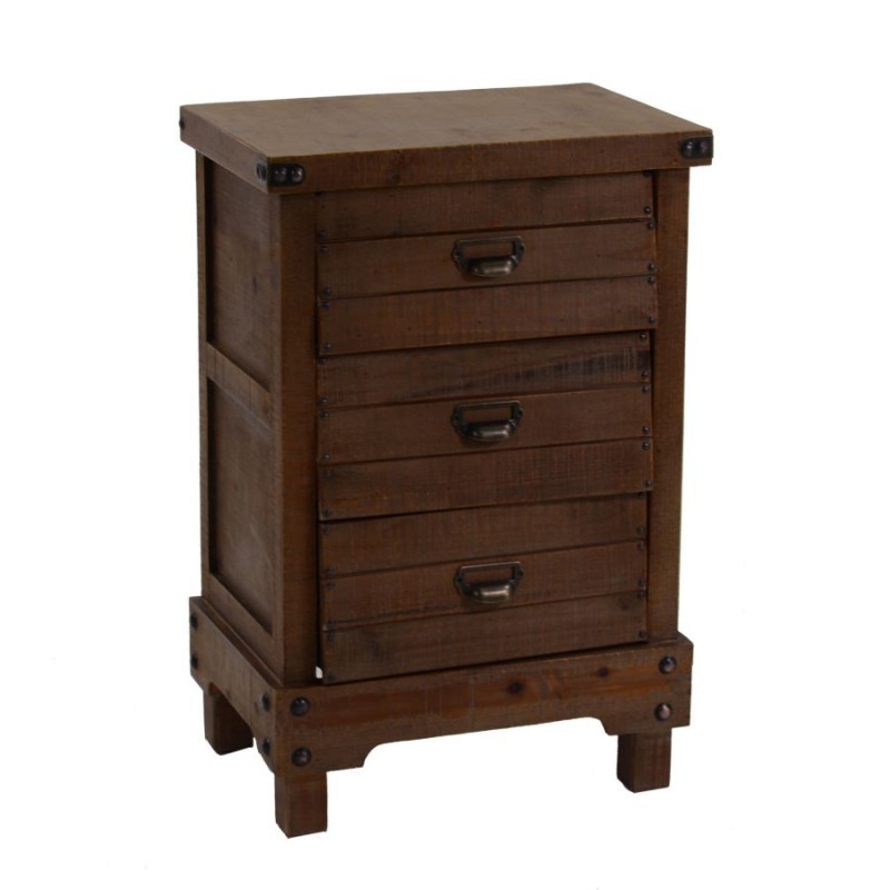 Mobile base con 3 cassetti noce country 50x35xh. 76 cm