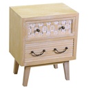 Comodino in legno naturale con 2 cassetti - 30 x 44,5 x 55,5 cm