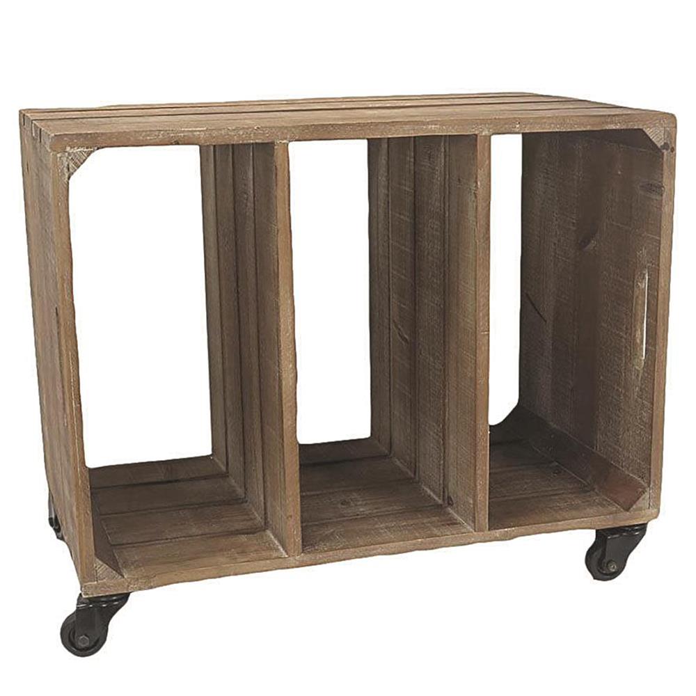 Mobile Consolle con Ruote e 3 Scomparti - Dimensioni: 61x35x50,5 cm