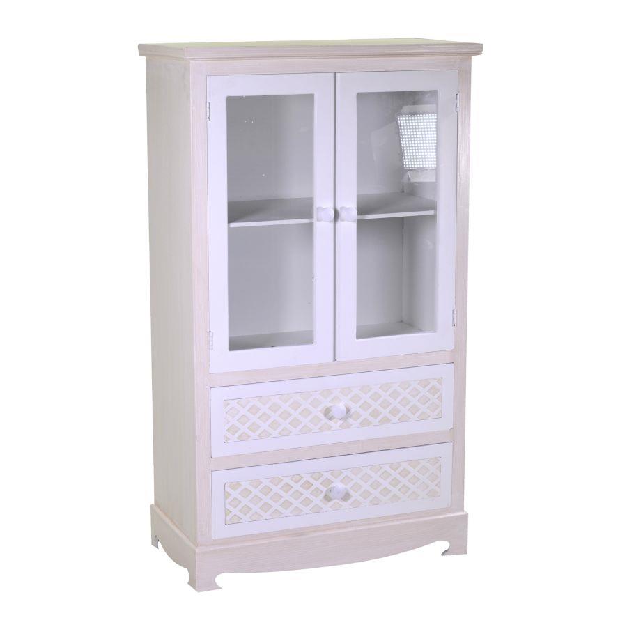 Mobile vetrina con 2 ante e 2 cassetti, dimensioni cm70x35h121