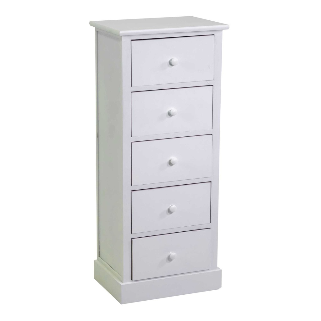 Mobiletto cassettiera bianco 5 cassetti 38x28x91 cm