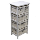 Mobiletto cassettiera bianco legno grezzo 2 + 3 cassetti 28x38xh81 cm