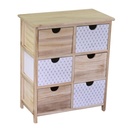Mobiletto Cassettiera Legno Grezzo Naturale 6 Cassetti Rettangolare 29x54x64 cm