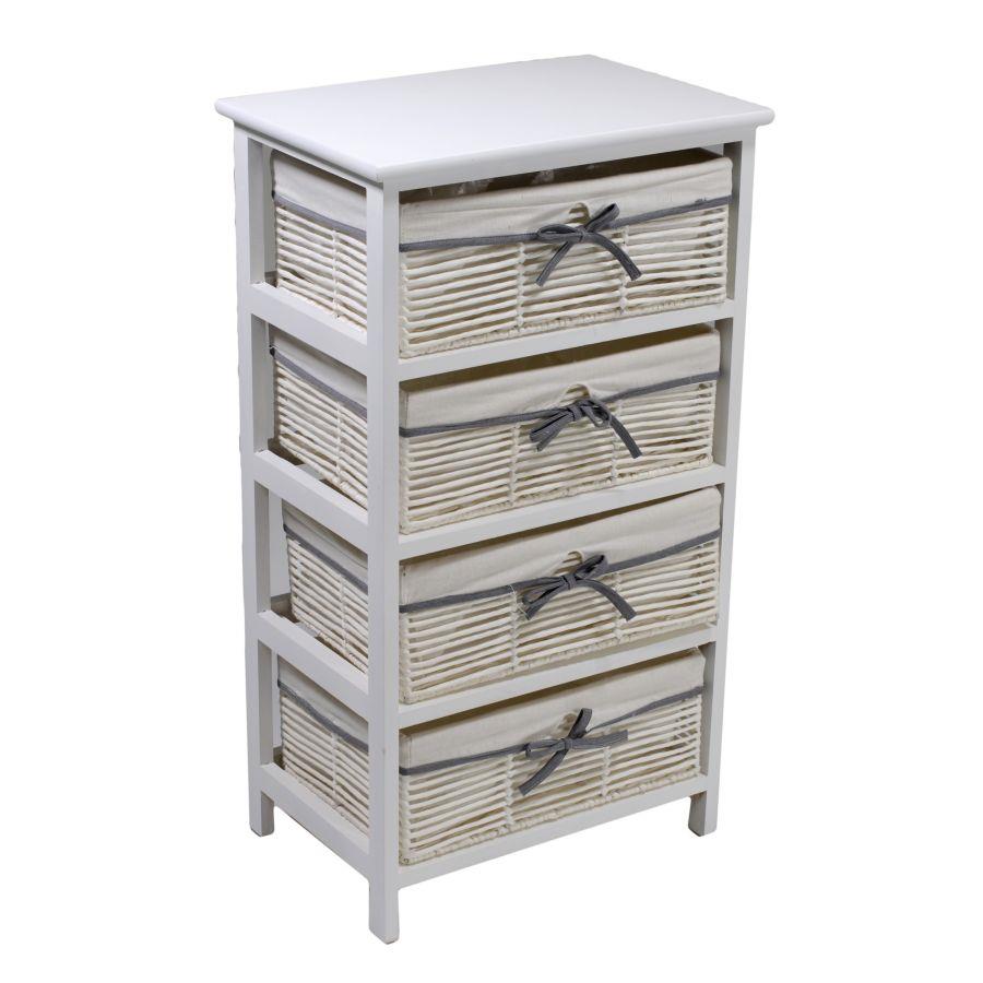 Cassettiera Hilary 4 cassetti bianco 46x32x81 cm