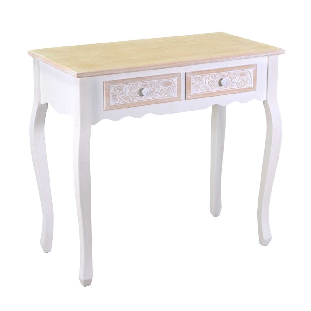 Mobiletto Console in Legno Andorra con 2 Cassetti 80x40x74 cm