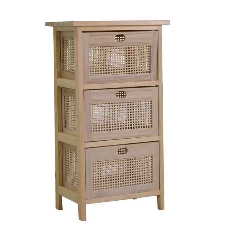 Mobiletto Legno Kate 3 Cassetti Naturale Rettangolare 39,5x27xh72 cm