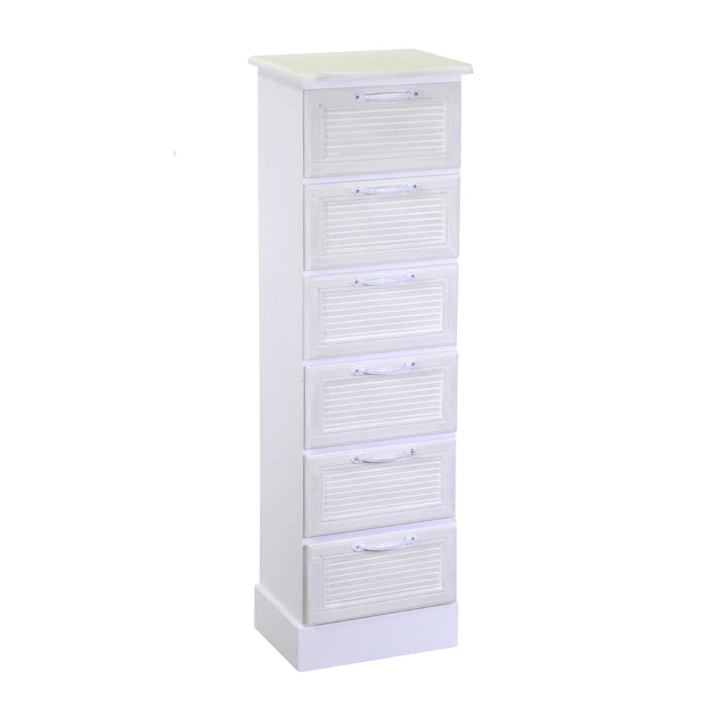 Mobiletto in legno con 6 cassetti bianco, dimensioni cm29x23h95