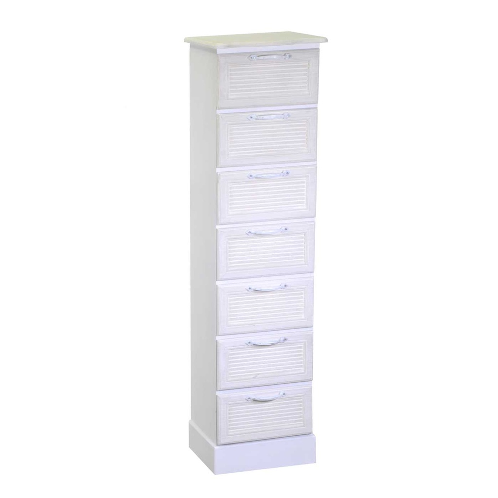 Mobiletto in legno con 7 cassetti bianco - Dimensioni: 29x23x109 cm
