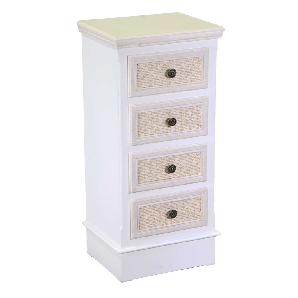 Mobiletto in legno con 4 cassetti crema - Dimensioni: 37x30x79.5 cm