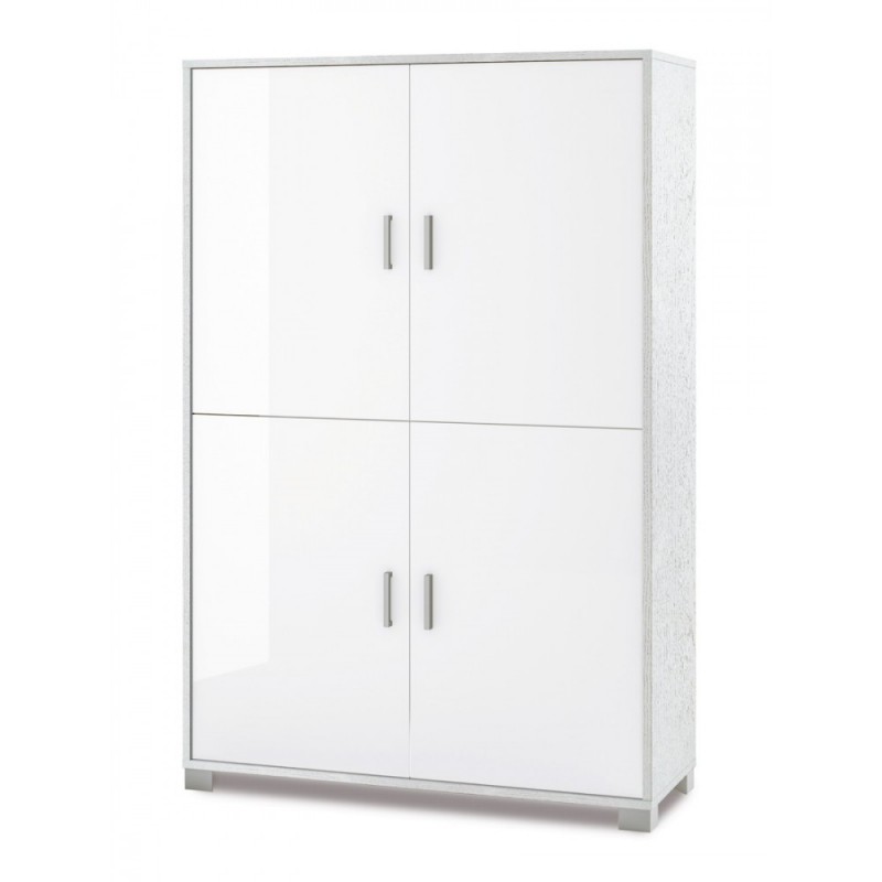 Mobiletto con 4 ante e ripiani per ufficio Bianco 107x41x162 cm