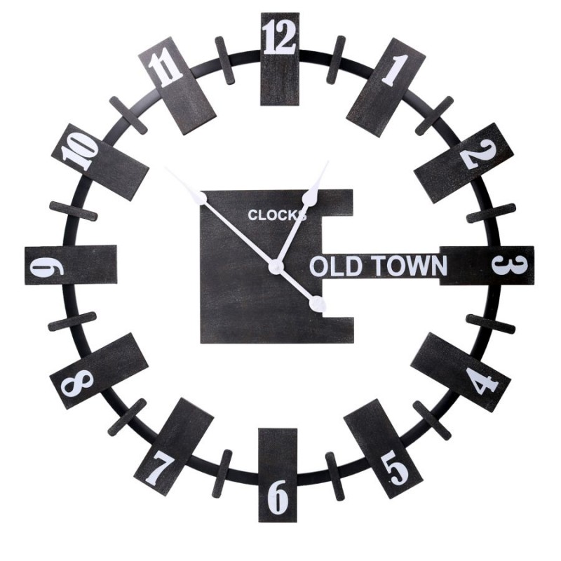 Orologio Design Moderno in Legno Nero Tondo 80 cm
