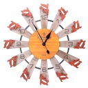 Orologio in legno arancione tondo 60,5x4,5 cm