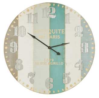 Orologio in legno bianco e azzurro, Øcm 113,5 x 6