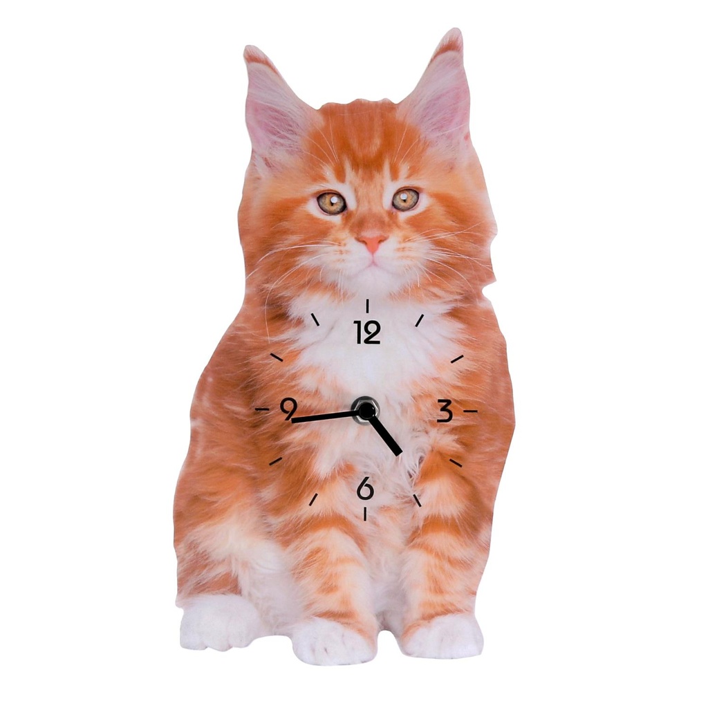 Orologio in legno a forma di gatto arancione cm30x16x3