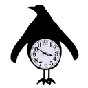 Orologio in legno a forma di pinguino con pendolo nero 38x37x6 cm