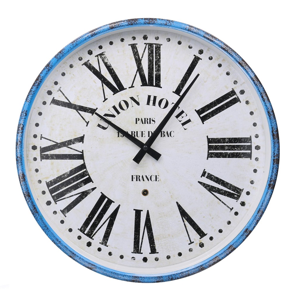 Orologio Metallo Azzurro Bianco Tondo Ø39x6 cm