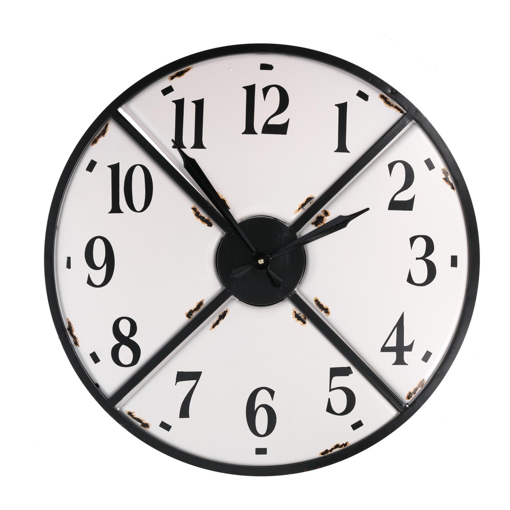 Orologio Metallo Bianco Nero Tondo cmø62x5