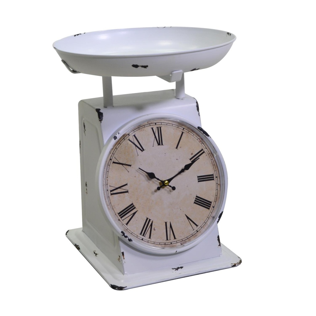 Orologio Metallo Bianco Tondo 29x27x29 cm