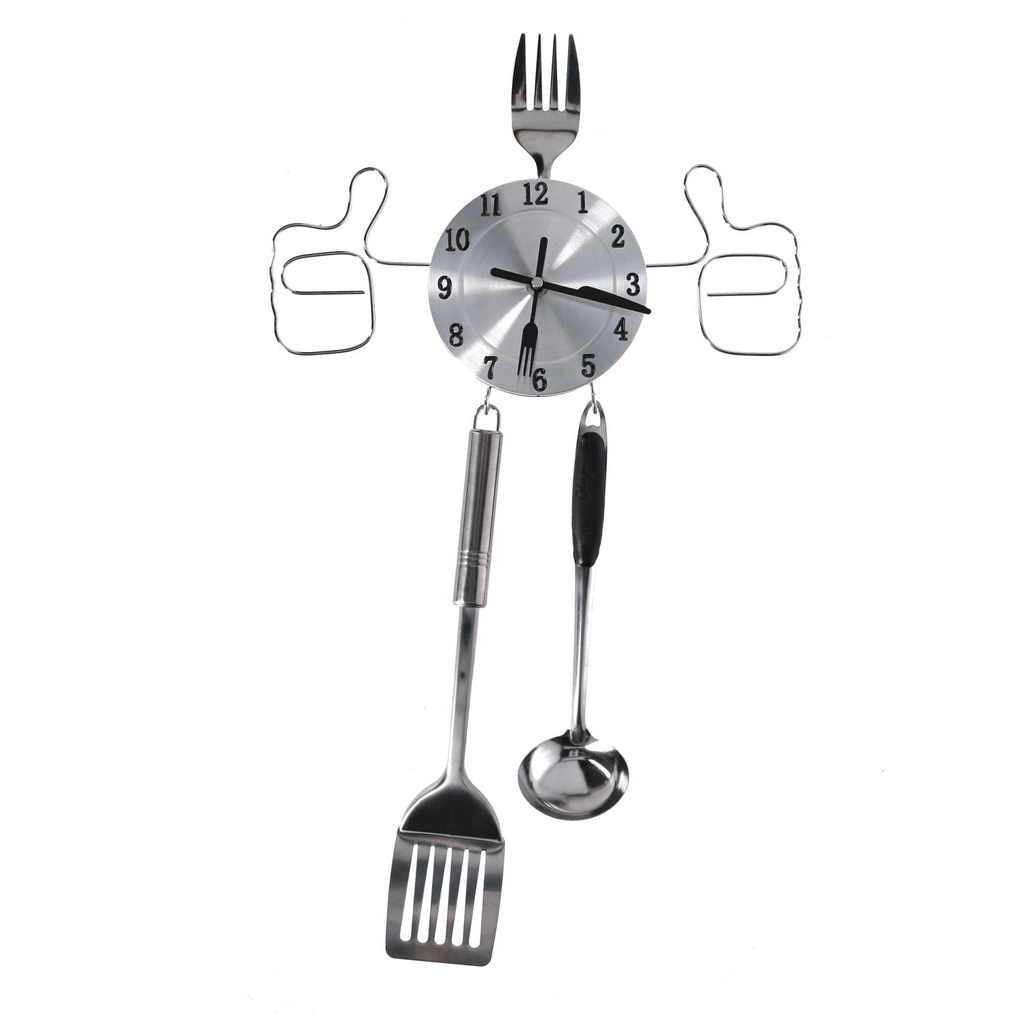 Orologio Metallo Posate Argento 58x33,5x4 cm