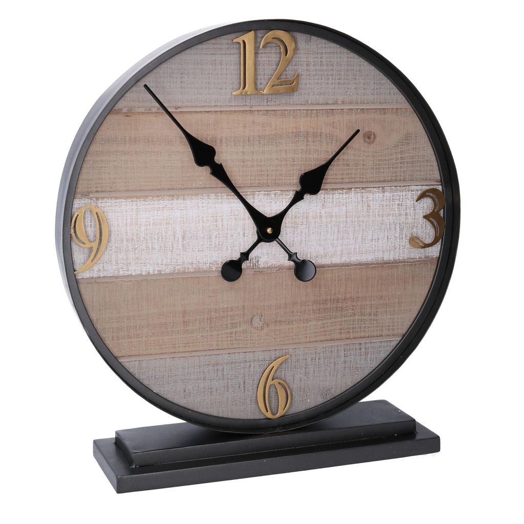 Orologio da tavolo in legno e metallo, cm 43,9x11,9h48