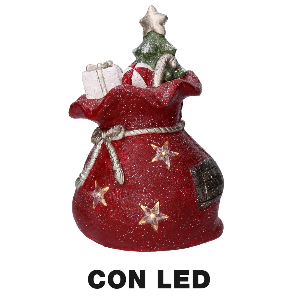 Confezione regalo in resina con luci a led rosse 27x22x40 cm
