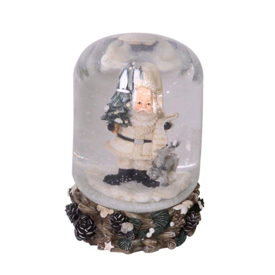 Palla di Vetro con Neve Babbo Bianco Cilindro Ø8x10,5 cm