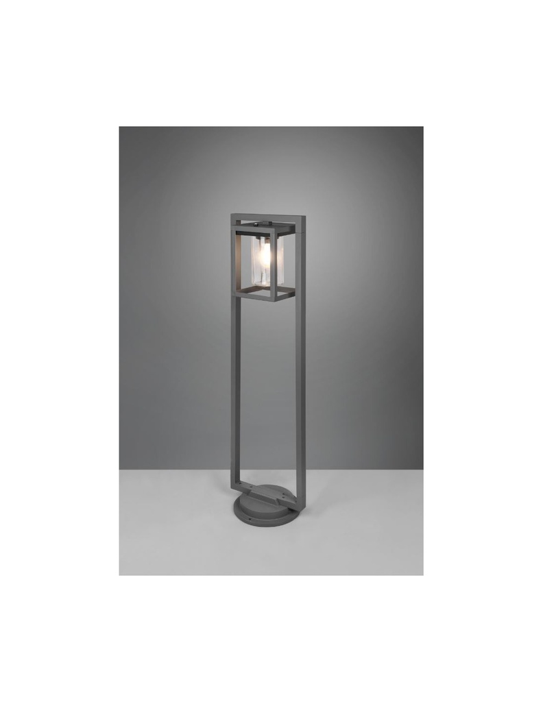 Lampione Cilindro Vetro Lunga Antracite IP44 Sensore Crepuscolare