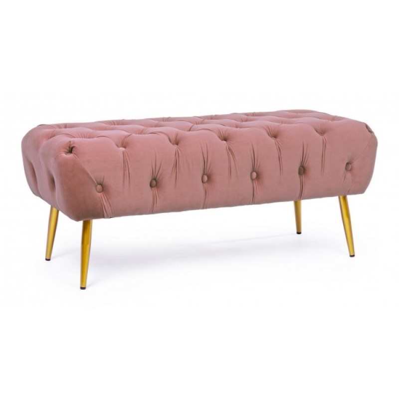 Panca arredo pouf rosa con gambe cm 103 x46x40h