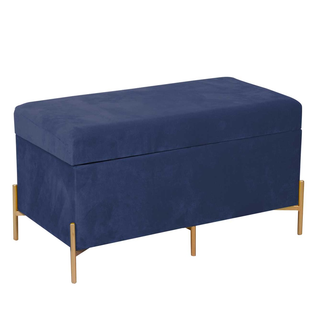 Panca in velluto blu 78x40x45 cm