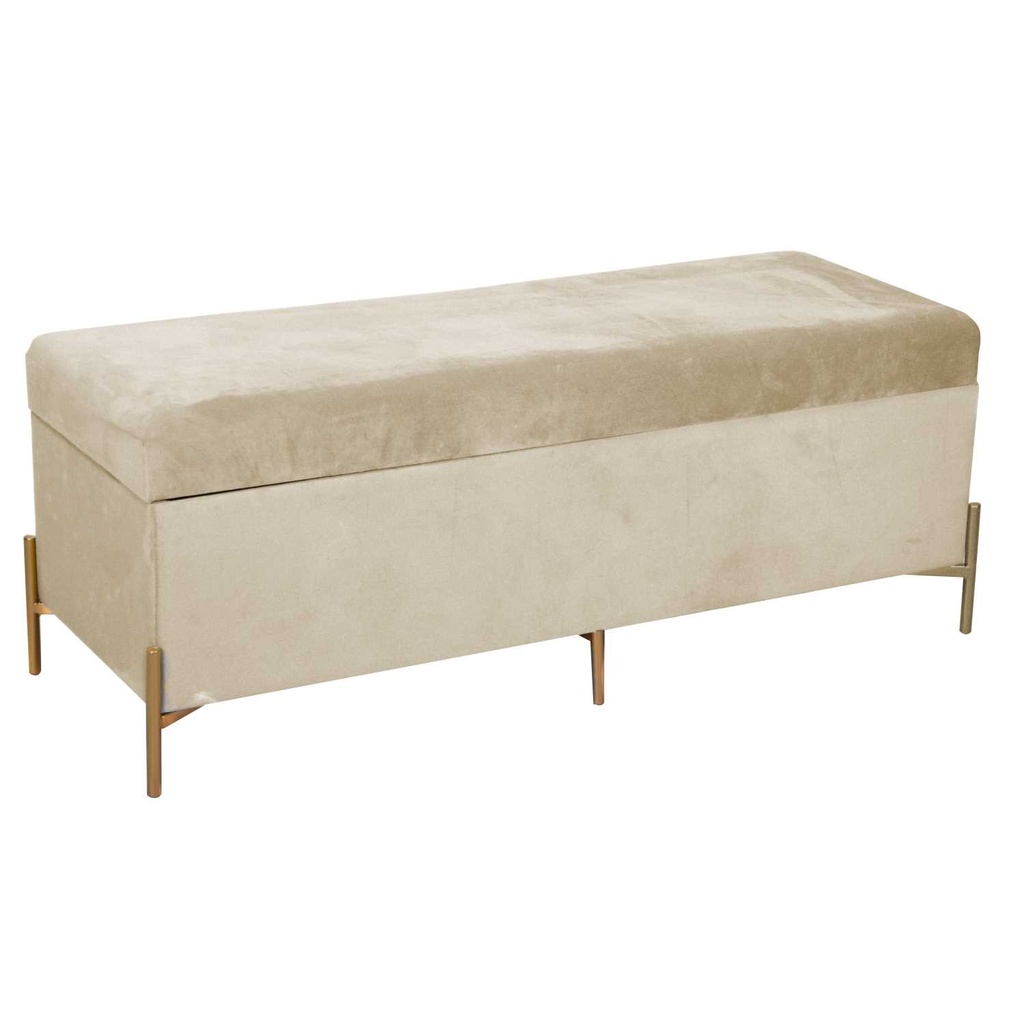 Panca in velluto crema 115x40x45 cm