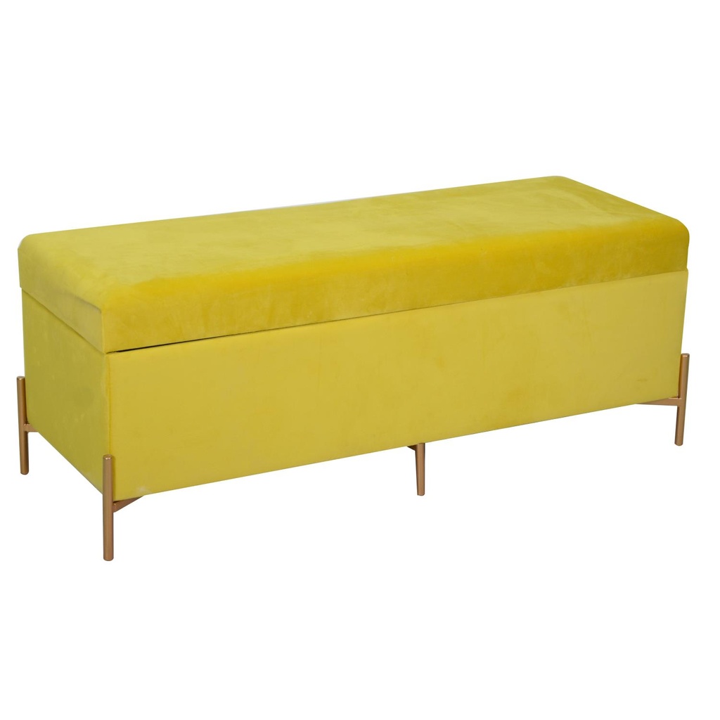 Panca in velluto giallo 115x40x45 cm