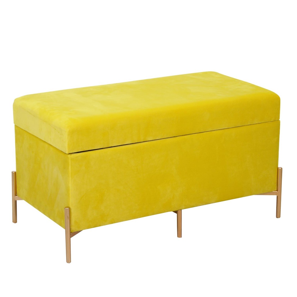 Panca in velluto giallo 78x40x45 cm