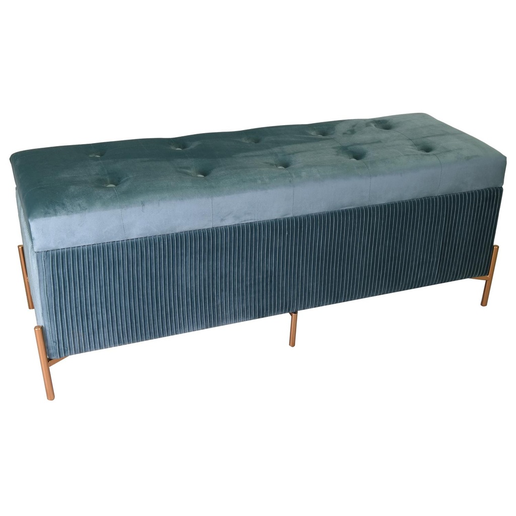 Panca in velluto verde salvia rettangolare cm115x40h45